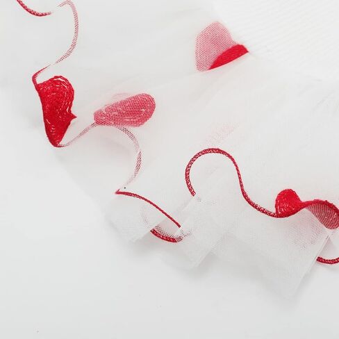 Dog Cute Dress Lace Tulle Tutu Outfit Skirt with Red Heart Embroidery for Small Medium Girl Dogs Christmas Holiday Wedding Birthday Party (White, XS) in Saudi Arabia