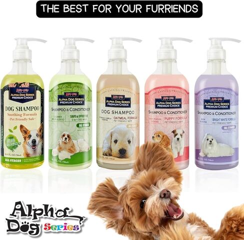 Alpha Dog Series Natural Dog Shampoo and Conditioner with Aloe Vera, pH Balanced Oatmeal Shampoo for Dogs, Tear-Free Dog Shampoo Oatmeal for Sensitive Skin, OatmealDog Shampoo 1 Gallon in Saudi Arabia