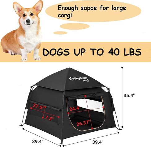 KingCamp Pet Playpen للكلاب، خيمة قابلة للطي للكلاب، قفص لعب للكلاب الصغيرة والمتوسطة، خيمة لعب للحيوانات الأليفة مع حقيبة حمل، قفص لعب للجرو قابل للحمل في الأماكن المغلقة والمفتوحة in Saudi Arabia