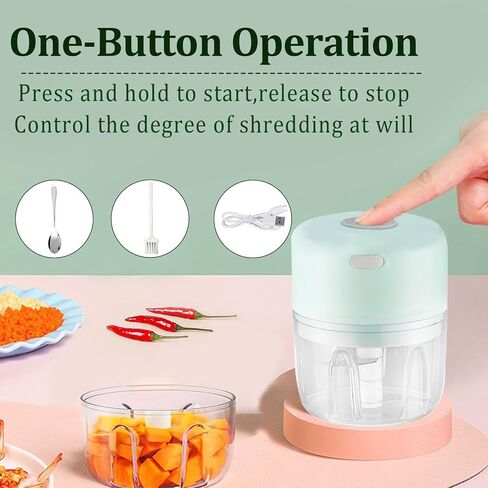 Electric Mini Garlic Chopper, Portable Veggie Chopper, 100＋250ML USB Portable Onion Chopper Electric For Ginger, Chili, Fruit, Meat (White) in Saudi Arabia