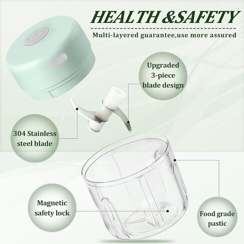 Electric Mini Garlic Chopper, Portable Veggie Chopper, 100＋250ML USB Portable Onion Chopper Electric For Ginger, Chili, Fruit, Meat (White) in Saudi Arabia