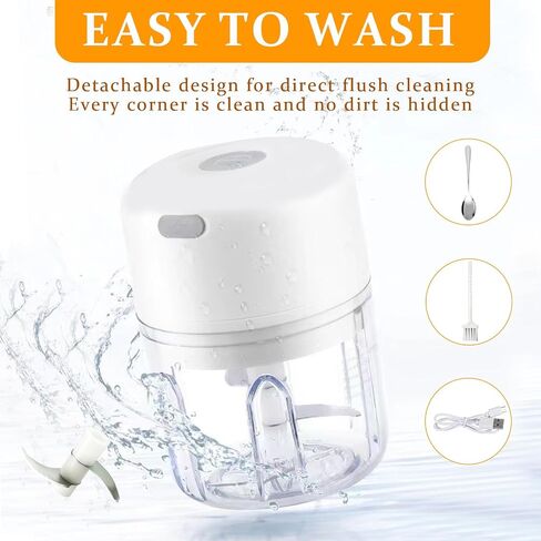 Electric Mini Garlic Chopper, Portable Veggie Chopper, 100＋250ML USB Portable Onion Chopper Electric For Ginger, Chili, Fruit, Meat (White) in Saudi Arabia