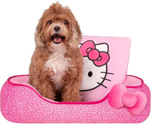 Hello Kitty and Friends Hello Kitty Pink Bolster Pet Bed - Pet Bolster Bed with Printed Design and Machine Washable Removable Insert - Small Pet Bed in Saudi Arabia