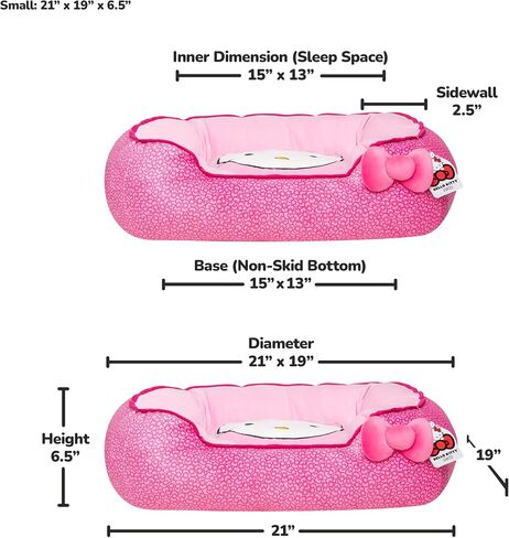 Hello Kitty and Friends Hello Kitty Pink Bolster Pet Bed - Pet Bolster Bed with Printed Design and Machine Washable Removable Insert - Small Pet Bed in Saudi Arabia