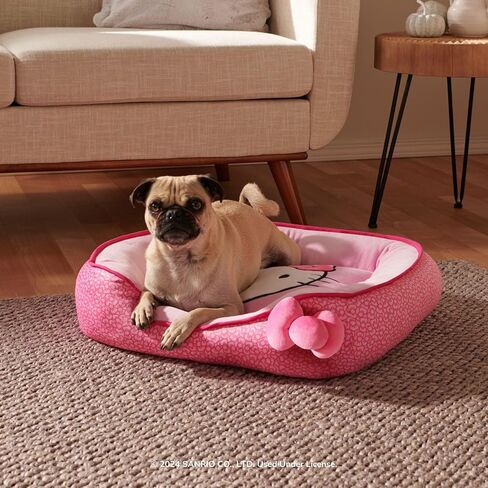 Hello Kitty and Friends Hello Kitty Pink Bolster Pet Bed - Pet Bolster Bed with Printed Design and Machine Washable Removable Insert - Small Pet Bed in Saudi Arabia