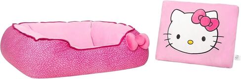 Hello Kitty and Friends Hello Kitty Pink Bolster Pet Bed - Pet Bolster Bed with Printed Design and Machine Washable Removable Insert - Small Pet Bed in Saudi Arabia