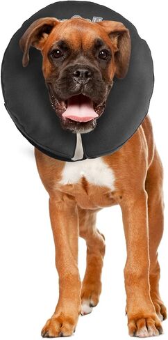ZenPet Protective Inflatable Recovery Collar for Dogs and Cats - Soft Pet Cone Does Not Block Vision E-Collar - Designed to Prevent Pets from Touching Stitches, Wounds and Rashes (Medium) in Saudi Arabia