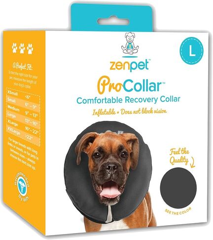 ZenPet Protective Inflatable Recovery Collar for Dogs and Cats - Soft Pet Cone Does Not Block Vision E-Collar - Designed to Prevent Pets from Touching Stitches, Wounds and Rashes (Medium) in Saudi Arabia