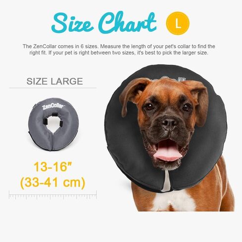 ZenPet Protective Inflatable Recovery Collar for Dogs and Cats - Soft Pet Cone Does Not Block Vision E-Collar - Designed to Prevent Pets from Touching Stitches, Wounds and Rashes (Medium) in Saudi Arabia