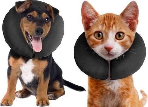 ZenPet Protective Inflatable Recovery Collar for Dogs and Cats - Soft Pet Cone Does Not Block Vision E-Collar - Designed to Prevent Pets from Touching Stitches, Wounds and Rashes (Medium) in Saudi Arabia