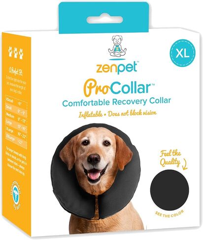 ZenPet Protective Inflatable Recovery Collar for Dogs and Cats - Soft Pet Cone Does Not Block Vision E-Collar - Designed to Prevent Pets from Touching Stitches, Wounds and Rashes (Medium) in Saudi Arabia