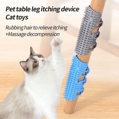Cat Self Groomer 2 Pack Wall Corner Brushes, Soft Cat Corner Scratcher Self Grooming Massage Combs for Long Short Fur Kitten Indoor Cats (Blue+gray) in Saudi Arabia