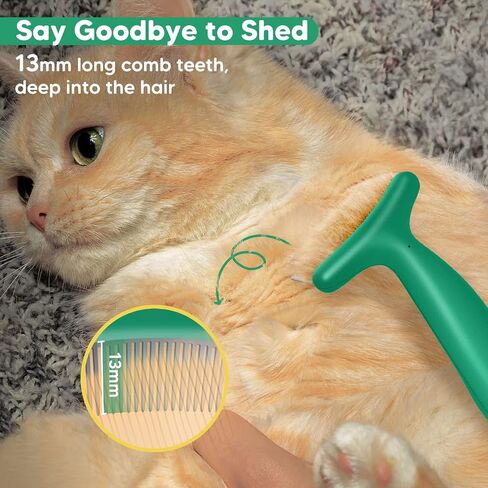 Cat Brush for Shedding - 3 in 1 Cat Hair Brush for Indoor Cats with 3 Replaceable Combs - Cat Grooming Brush for Long or Short Haired Cats - Deshedding Brush for Tangles Loose Fur - Green in Saudi Arabia