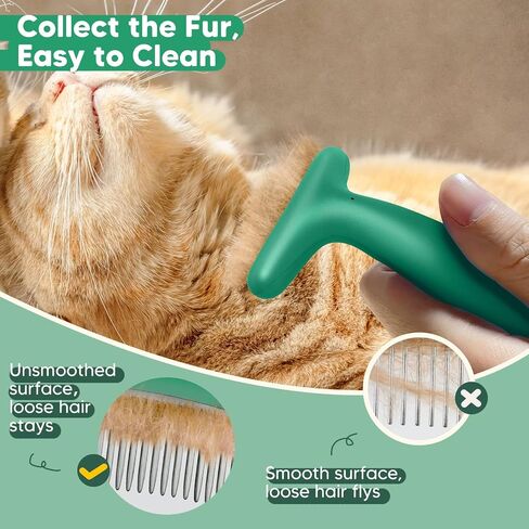 Cat Brush for Shedding - 3 in 1 Cat Hair Brush for Indoor Cats with 3 Replaceable Combs - Cat Grooming Brush for Long or Short Haired Cats - Deshedding Brush for Tangles Loose Fur - Green in Saudi Arabia