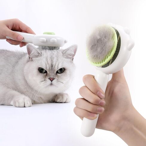 Cat Brush with Release Button, Cat Grooming Brush for Long or Short Haired Cats, Self Cleaning Slicker Brushes Removes Loose Undercoat, Hair Slicker Brush for Pet Massage (Purple) in Saudi Arabia