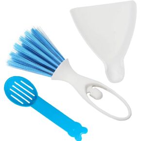 SEIS 3 Pack Hamster Dustpan and Broom Set Mini Guinea Pig White Dancer Design Besom Chinchillas Sweeper Cavy Cage Clean Hedgehogs Scooper for Small Animal (Blue)