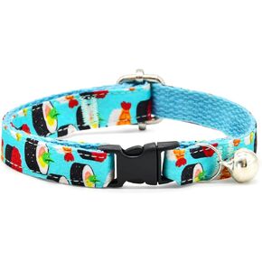 Cat Collar, Sushi Foodie, Safety Breakaway Blue Cat Collars, Cute Cat Outfits, XX-Small