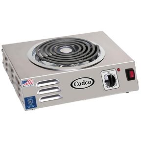 Cadco CSR-3T 14" Electric Portable Countertop Hi-Power Hot Plate with One Tubular Burner, Stainless Steel, 220 Volts