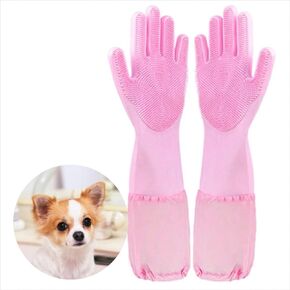 Pet Grooming Gloves Cleaning Gloves Natural Rubber Dishwashing Gloves High Density Silicone Brush Fruits Dishes Cleaning Massaging for Dogs and Cats