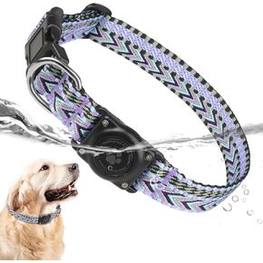 AirTag Dog Collar, IP68 Waterproof Dog Collar Air Tag Holder - Comfortable, Soft Webbing - GPS Dog Collar – Dog Collar with Airtag Holder - Fits for Small Medium Large Dogs (XL (15.8"-24.2"), Purple)