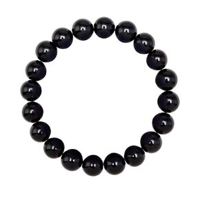 10mm Shiny Black Onyx Beaded Bracelet for Men - Truth and Strength - High Quality Stretch Black Gemstone Beads Mens Bracelet Size Large - Made in USA - Gift For Him