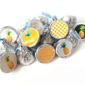 Party Like a Pineapple Tropical Label for HERSHEY’S KISSES Chocolates by Adore By Nat - Candy Stickers - Set of 240