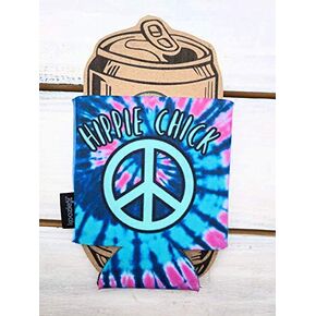 Peace Sign Hippie Chick Tie Dye Can Cooler Coozie Dead Head Valentines Mothers Day Gift Hippy Beverage Insulator Cozy HIPCHICKOOZ