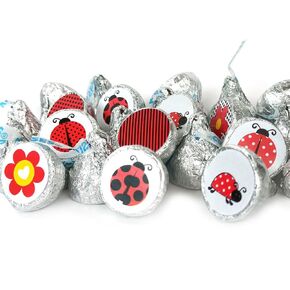 Ladybug Labels for Hershey's Kisses Chocolates by Adore By Nat - Birthday Baby Shower Party Stickers - Set of 240