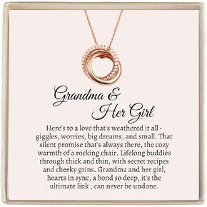 ipink-قلادة حفيدة هدايا حفيدة من الجدة، هدايا التخرج لها، عيد ميلاد ملهمة مجوهرات الزفاف هدايا تذكار للحفيدة (دائرة مرتبطة- الجدة والحفيدة) in Kuwait