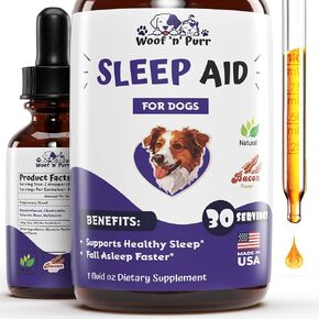 Natural Dog Sleep Aid - Sleep Aid for Dogs - Dog Melatonin - Promotes Deep, Restful Sleep in Dogs - Melatonin for Dogs - Dog Calming - Calming for Dogs - Dog Anxiety Relief - 1 fl oz