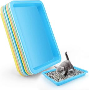 10pcs Kitten Litter Boxes, Nonstick Plastic Small Cat Litter Trays Cat Litter Boxes Kitten Litter Pan Cat Waste Tray Cat Poop Tray for Indoor Kittens (5 Colors)