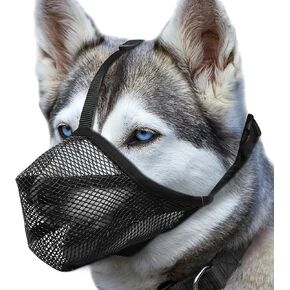 Dog Muzzle, Soft Mesh Muzzle for Medium Large Dogs with Adjustable Strap, to Prevent Biting Chewing Drinkable Breathable Adjustable Puppy Muzzle, for German Shepherd Doberman Husky (Black, L)