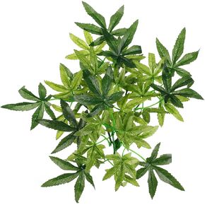 Aquarium Reptile Plants Artificial Plastic Leaves Hanging Silk Terrarium Plant with Suction Cups,Simulation Landscape Decorations for Bearded Dragons,Lizards,Geckos,Snake