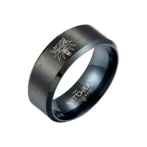 Black Titanium Ring 316L Stainless Steel Wolf Head Ring Wedding Band Matte Comfort Fit for Men Women Size 7-12 (Black, 7)