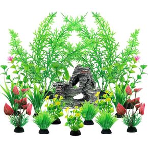 ديكورات حوض السمك، نباتات بلاستيكية صناعية مع مجموعة ديكور صخور الكهف، ملحقات خزان الأسماك، زخارف صغيرة وكبيرة لوعاء الأسماك in Kuwait