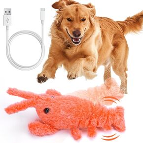 Palksky Wiggly Lobster Dog Toy, Funny Lobby Interactive Dog Toys Lobster, Floppy Lobster Pet Squeak Toys, USB-Rechargeable Action Moving Dog Toy, Cute Cat Toys Washable Design