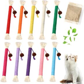 5 PCS Cat Chew Toy, Catnip Toys for Cats, Sisal Rope Cat Toys for Teeth Cleaning, Cat Toys for Bored Indoor Adult Cats, Interactive Cat Toys for Indoor Cats (Plus 1 Pack of Catnip)