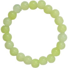 Beaded Stretch Bracelet Handmade Glass Bracelet for Women Men Colorful Crystal Beads Bracelet Elastic Round Bead Bracelets Jewelry (Peach)
