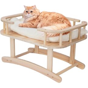 Cat Rocking Bed Wooden Swing Chair for Little Cats&Dogs 19.9IN*15IN*12IN Pet Rest Supplies with Pad 18.9IN*13.8IN Indoor Cat Hammock Washable in Saudi Arabia