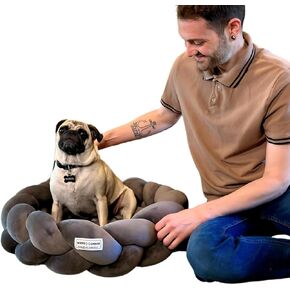 Tater's Choice 24" Dog Bed - Premium Braided Dog Bed - Luxurious and Durable Pet Beds with Plush Polyester Filling, Non-Slip Base, and Stylish Design, Washable Mattress, Charcoal Grey, 24 inch, Small
