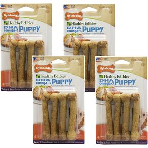 16 Count Nylabone Healthy Edibles Turkey and Sweet Potato Flavored Puppy Dog Treat Bones, Size Petite - (4 Packs with 4 per Pack)