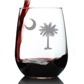 South Carolina Flag - Stemless Wine Glasses - Set of 2 - State Themed Drinking Decor and Gifts for South Carolinians - Large 17 Ounce