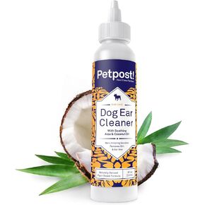 Petpost | Dog Ear Cleaner - Natural Coconut Oil Solution - Best Remedy for Odor - Dog Ear Problems - Chemical & Irritant Free 8 oz.