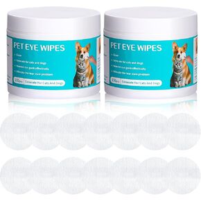 2-Pack Teeth and Ear Cleaner Finger Wipes, Dog and Cat Grooming Kit, Soothing Odor Control, Reduces Dirt and Wax Buildup, Cleans Teeth and Reduces Tartar and Odor, 100 Tablets