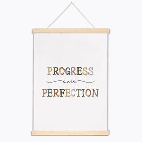 Progress Over Perfection Wall Hanging Banner, Boho Classroom Wall Decor, Inspirational Office Decor, Kid's Room Decor, Door Decorations Hanging, Bulletin Board Decorations, Kids Wall Sign Decor