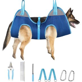 Supet Dog Grooming Hammock for Dogs Cats, Helpful Dog Hammock for Grooming, Restraint Dog Sling for Nail Clipping, Cat Grooming Hammock with Nail Clippers/Trimmers/Scissors/Combs