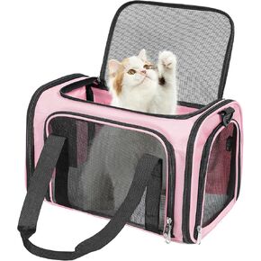 Discala Cat Dog Carrier Up to 15 Lbs TSA Airline Approved Pet Carrier for Small Medium Cats Puppies Dog Carriers for Small Dogs Collapsible Soft Sided Cat Travel Carrier - Green 15.7"x10.2"x10.2"