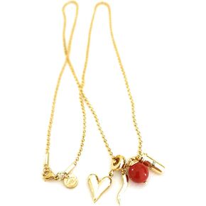 Stainless Steel Military Ball Chain Necklace with Horn, Heart, Coffee Charms and Red Protection Bead – 24.4 Inch Gold-Plated Protection Necklace for Women in Saudi Arabia