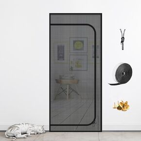 DOOREASY Pet Screen Door, Upgraded Cat Resistant Screen Door to Stop Cats Running Out, Easy Install Pet Door Mesh Screen with Zipper Closure, No Slightest Gap, Fresh Air in (Fits Doors Up to 34"x80")