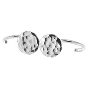 Half Huggie Hammered Silver Disc Hoop Earrings for Women Tiny Cartilage Stud Piercing Earring Hypoallergenic Screw Back Dainty Hug Cartilage (4mm | 1 Pair, 19 Gauge)